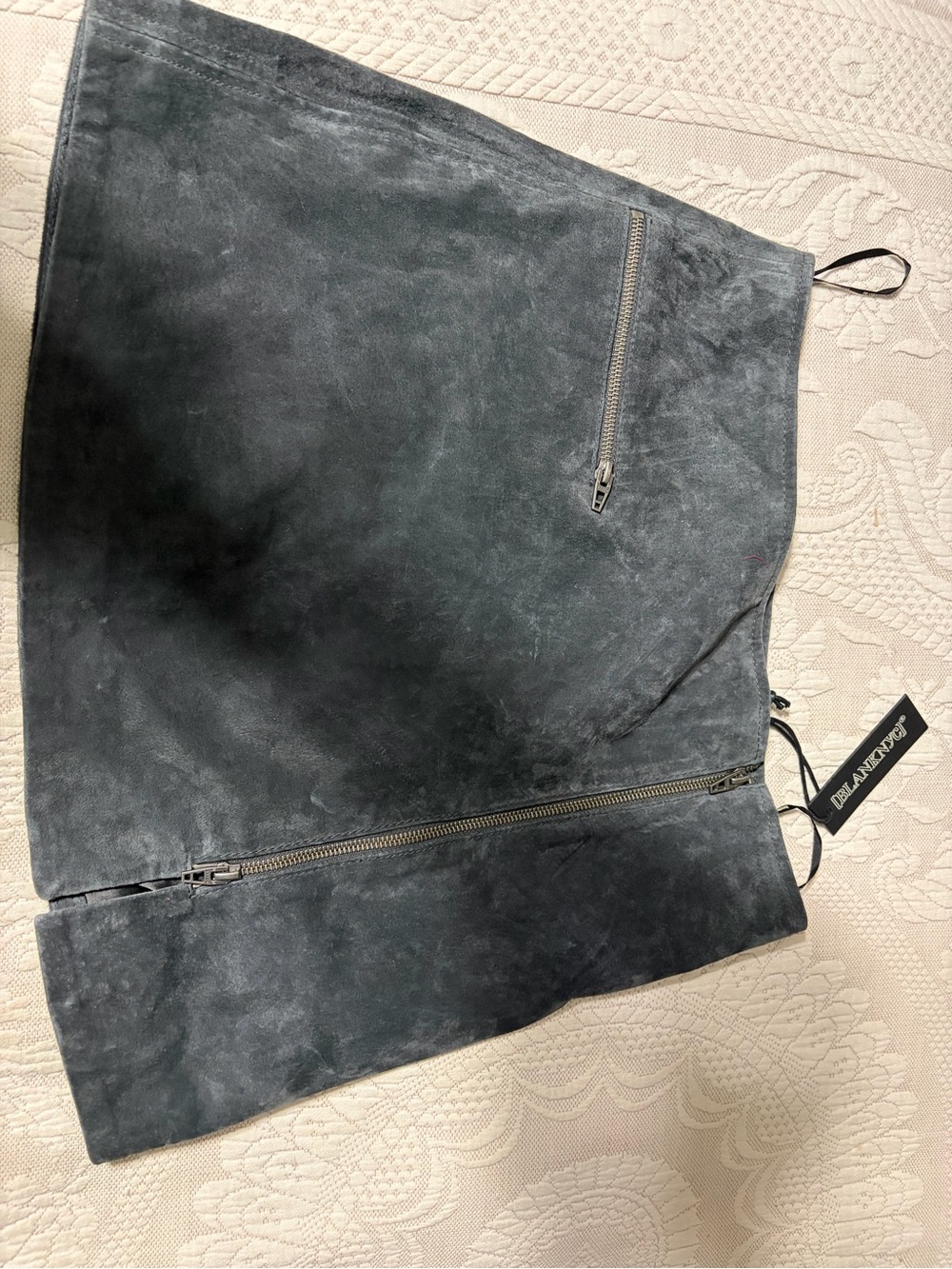 NWT Blank NYC suede skirt w/ zippers sz 28 Great gift or for fall! Charcoalgray